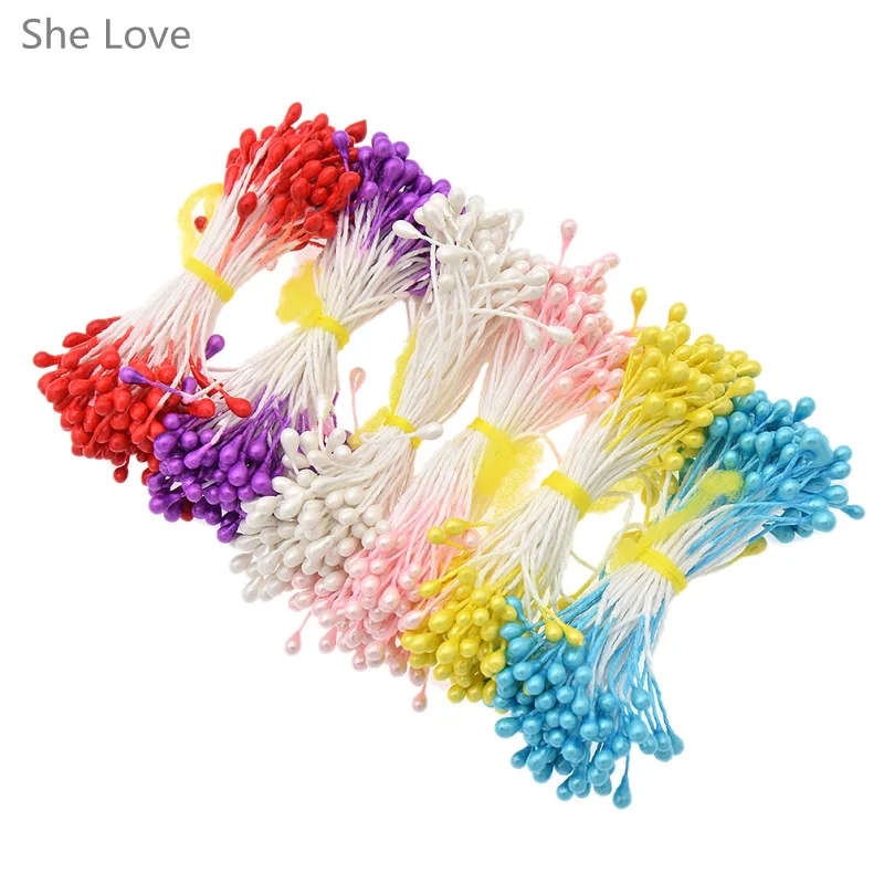 She Love 500pcs Plain Double Headed Flower Stamens Making Craft Floral