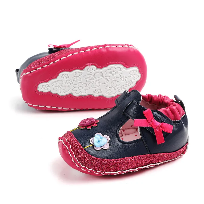 

2019 casual baby girl applique shoes 0-1 autumn and winter baby toddler shoes non-slip rubber bottom bow toddler shoes