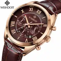 2019 Luxury ยี่ห้อ WISHDIOT แฟชั่นหนังนาฬิกาผู้ชายนาฬิกาควอตซ์กันน้ำนาฬิกาข้อมือ Relogio Masculino