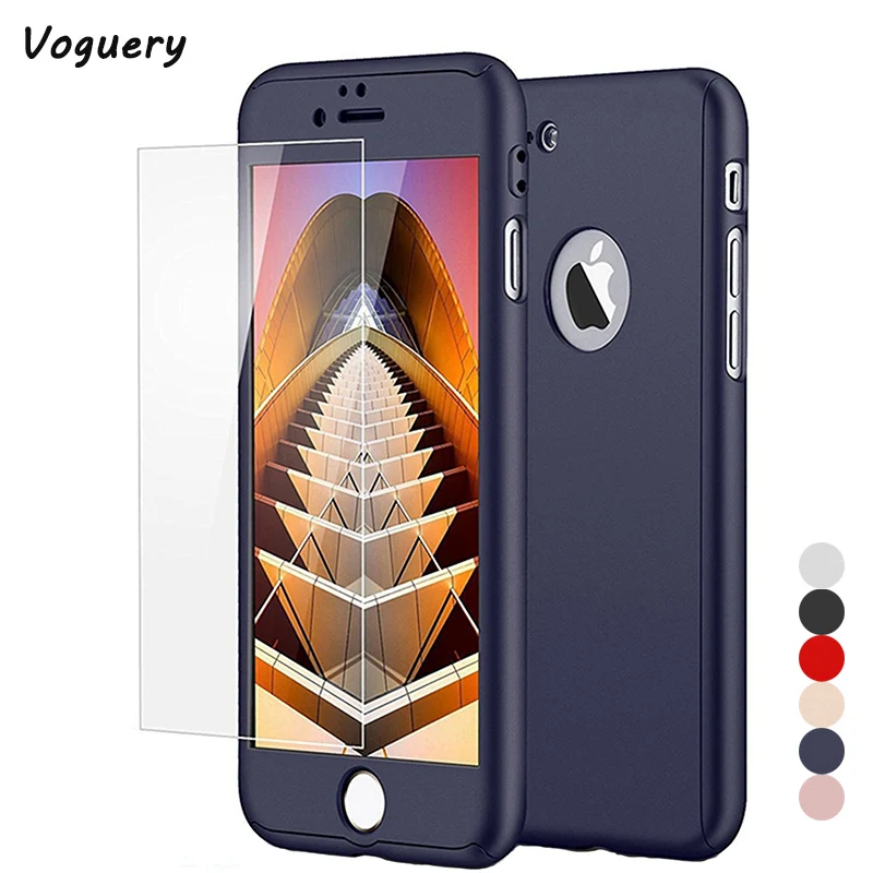 Voguery 360 чехол для iPhone 8 с закаленным стеклом протектор экрана Plus Fundas Полный Корпус