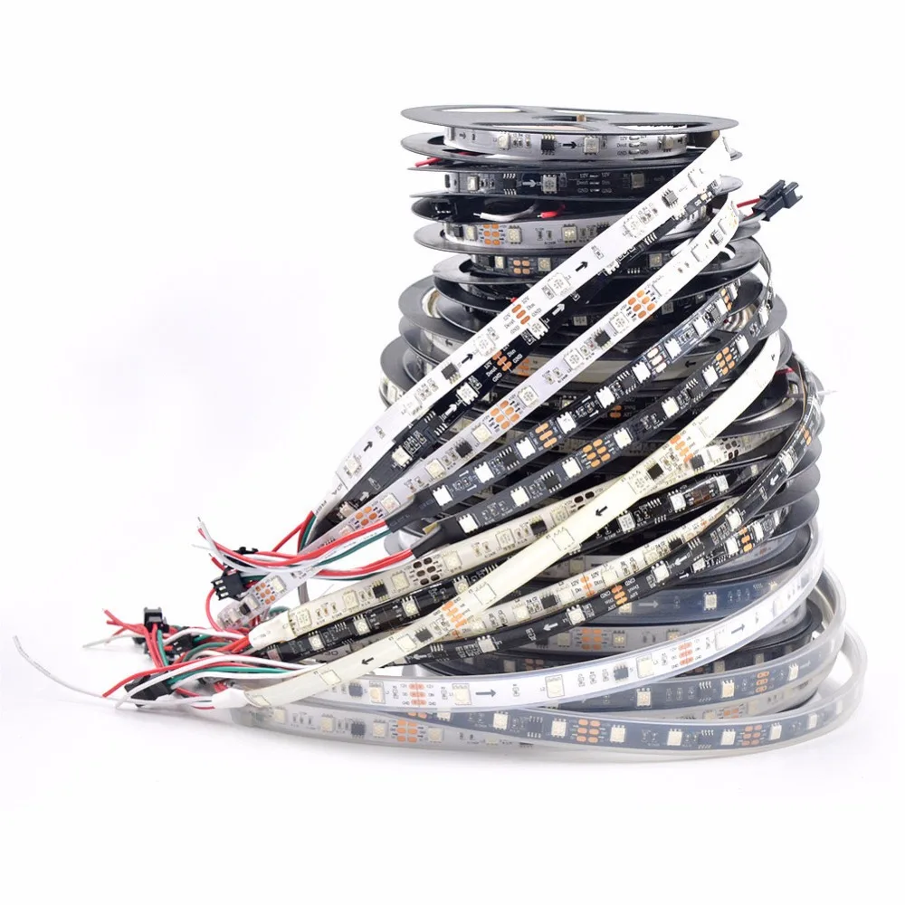 5 м DC12V WS2811 черный/белый PCB 30/48/60 светодиодов/m 10/16/20 пикс./м Адресуемая Светодиодная