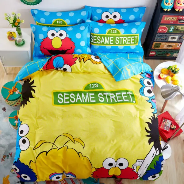 cute sesame street letters pattern yellow 3 4pcs bedding sets sesame street twin sheet set