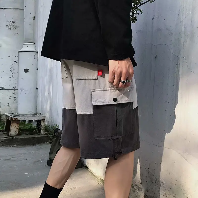 Men's Splicing Shorts New Style Multi-Pocket Overalls Fashion Sports New Male Summer Soft Cool Loose Outdoor Streetwear