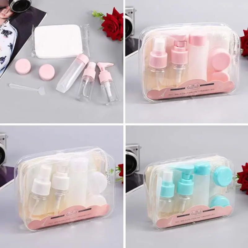 

7Pcs/set Clear Refillable bottle Empty Pressure Spray Bottle Travel Transparent Plastic Perfume Atomizer Packaging Bottles A2