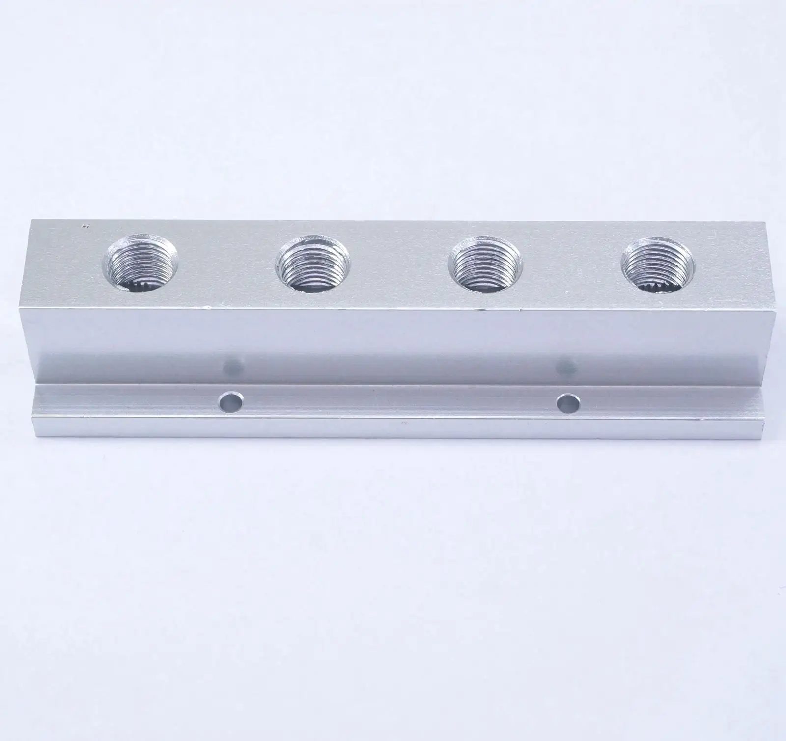 

1/4" BSP Female 4 Way Solid Aluminum T-Shape Air Manifold Block Splitter