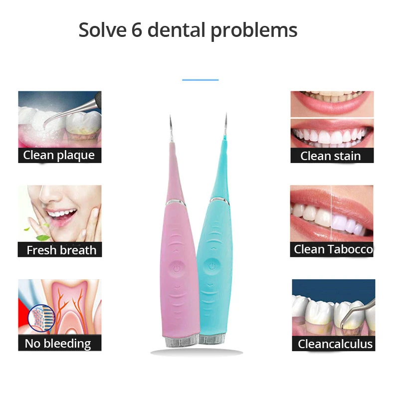 Máquina de Sonic Escova de Dentes Removedor de Cálculo para Lavagem da Boca Scaler Dental Elétrica Recarregável Dente Dentista Ferramentas 2 Cores Usb 3 Cálculo para Lavagem Da Boca Dentista Ferramentas 2 Cores
