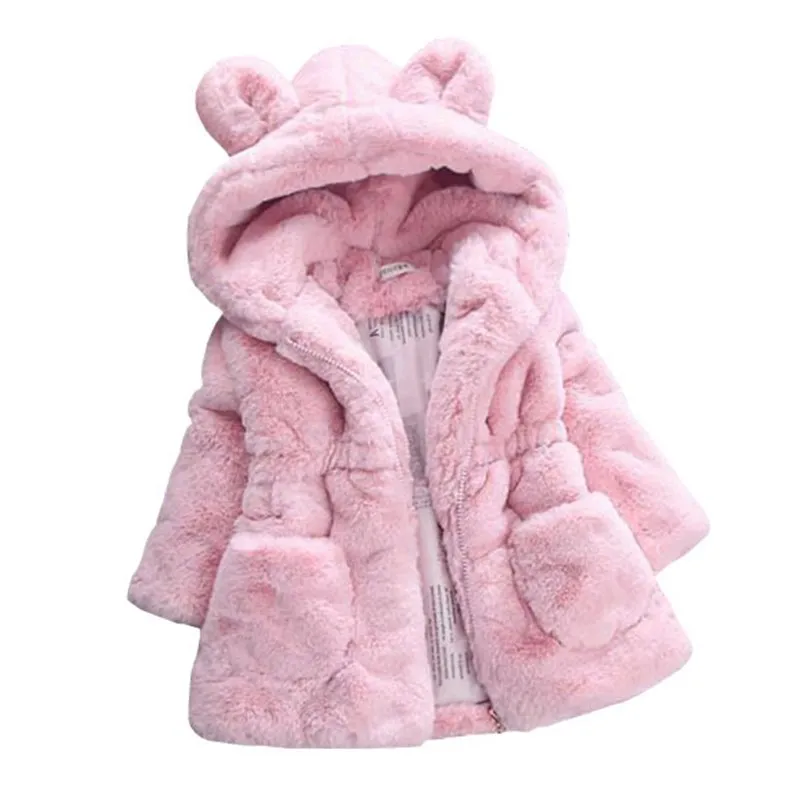 

2018 1-9T Winter Girls Jackets Faux Fur Cardigan Warm Baby Coats Teenager Thicken Children Clothing Girl Outerwear Kids Clothes
