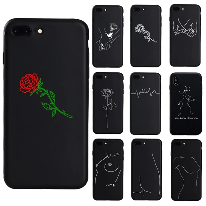 

Modern Art Simple Line Soft TPU Matte Case For iPhone 8 7 Plus XS Max XR Case Fundas Coque Cover For iPhone 6 6s X 5S SE Case