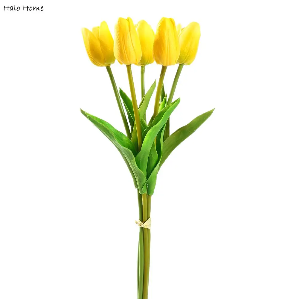 1 Bunch Artificial Flower Yellow Tulip For Public places Garden Wedding