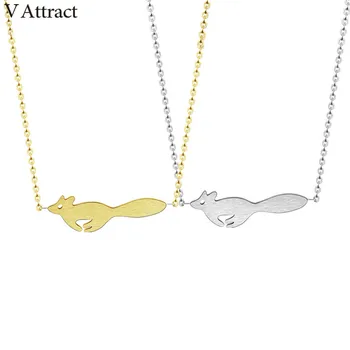 

V Attract 10pcs Animal Jewelry Colar Stainless Steel Tiny Fox Tail Necklace Women Chain Tattoo Choker Birthday Gift