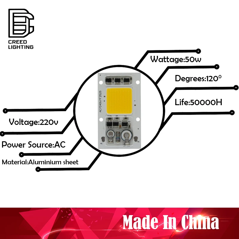 COB светодиодный светильник чип-диод 50 Вт AC 220V холодный белый не нужен драйвер Светодиодный прожектор светильник лампа LED чип DIY Точечный светильник потолочные светильник чип