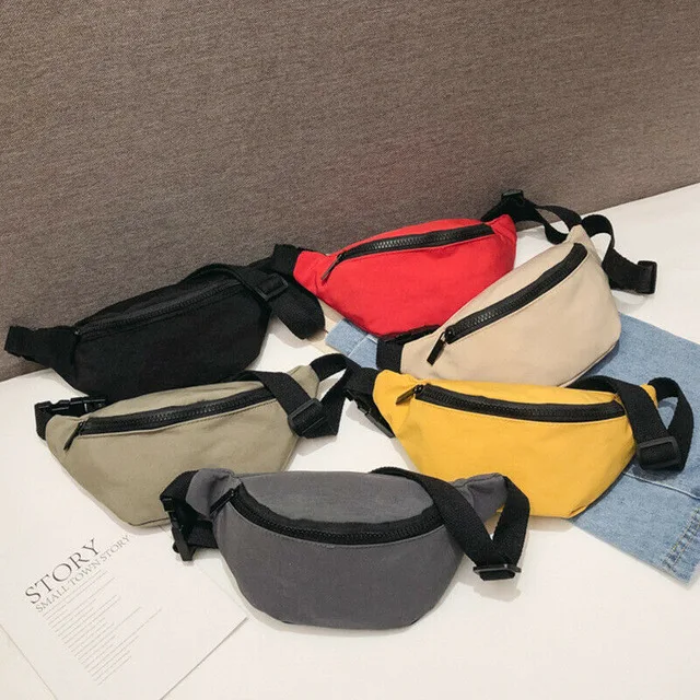 여자를위한 캐주얼 허리 가방 여자 벨트 가방 솔리드 키즈 화니 팩 블랙 레드 옐로우