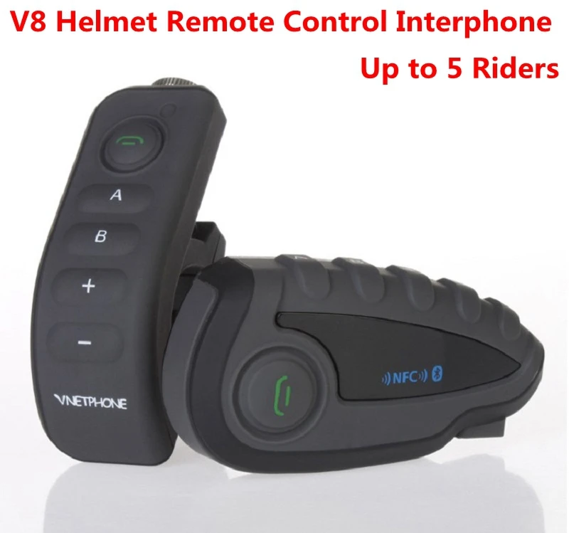 Vnetphone полный дуплекс шлем домофон V8 1200 м мотоциклетные Шлемы для мотоциклов Bluetooth Интерком 5 Riders переговорные Наборы с NFC