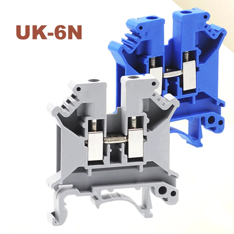 10/15/50pcs Din rail universal terminal blocks UK 6N screw Type wire