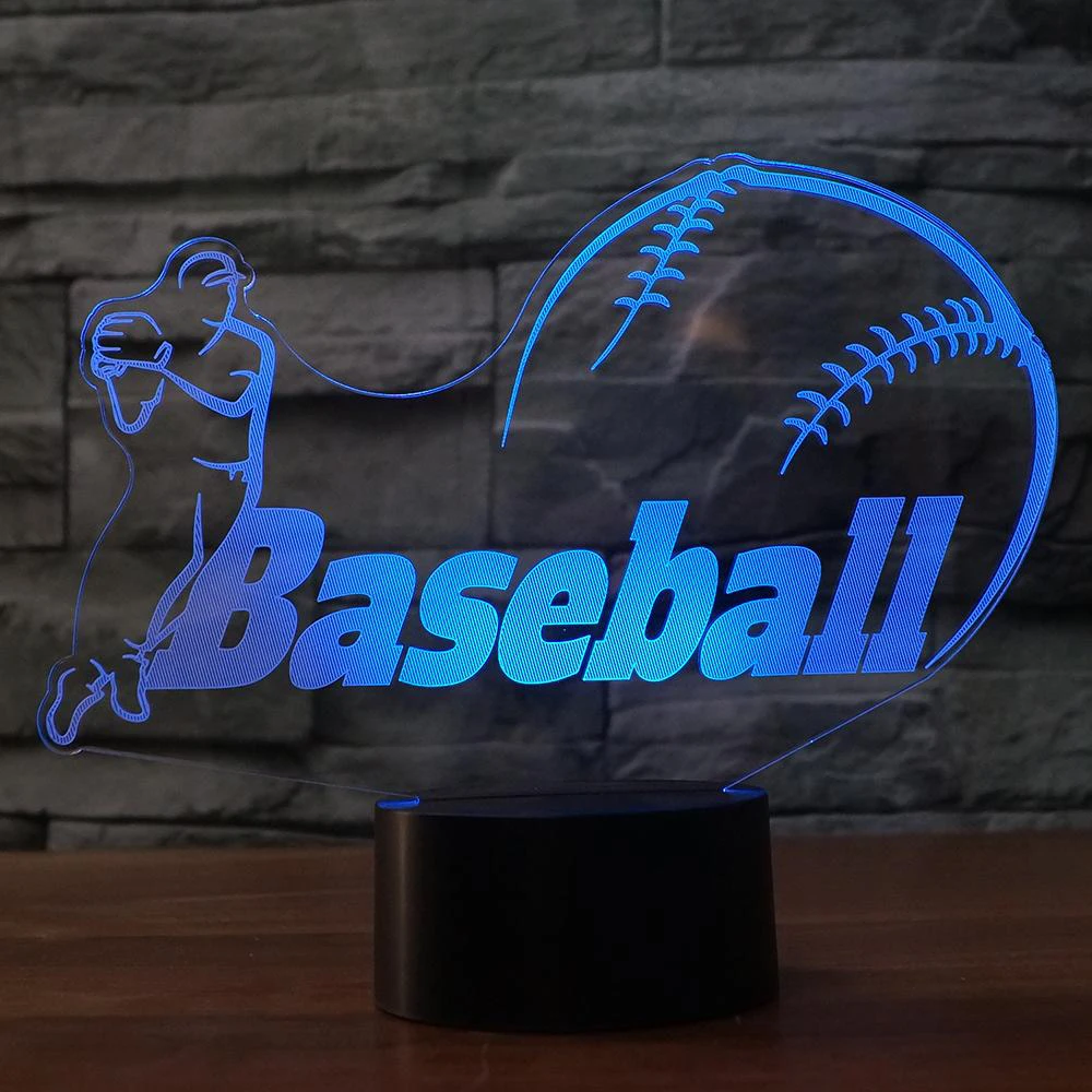 

3D Led Baseball Modelling Nightlight 7 Color Change Gradient Desk Lamp Home Atmosphere Decor Bedside Sleep Lighting Fixture Gift