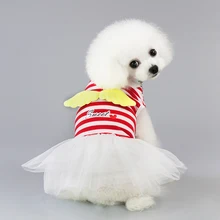 Горизонтальные полосы собака кошка Хлопковое платье щенок котенок модная одежда с рисунком горячая Распродажа Чихуахуа новая одежда