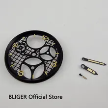 38,9 мм чёрное вакуумное напыление трехмерная Светящиеся Часы Marks циферблат+ руки подходит для ETA 6497 6498 ручная ST 3600 подзаводом D1