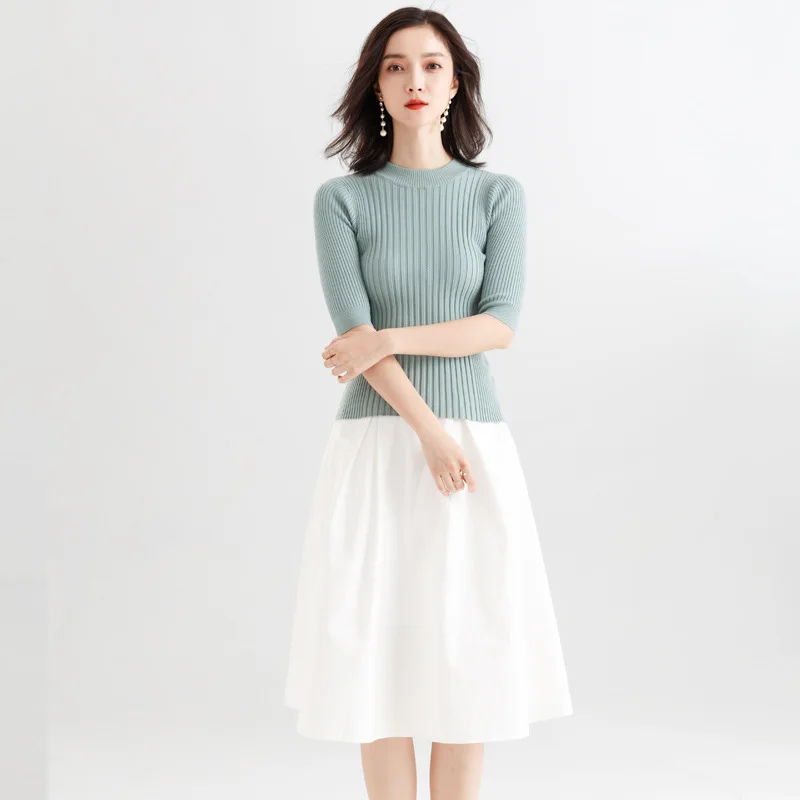 2018 Autumn new stylish Korean knitted sweater pullover slim solid color knitting shirt for women SJ1060 2018 Autumn new stylish Korean knitted sweater pullover slim solid color knitting shirt for women SJ1060