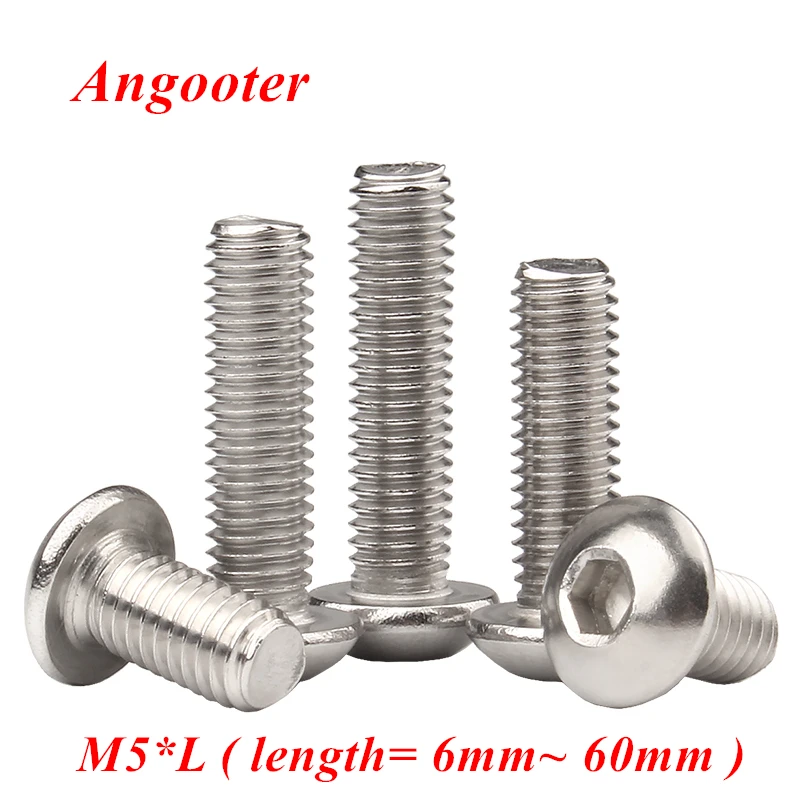 

10pcs M5 Bolt A2-70 iso7380 Button head socket screw bolt 304 stainless steel hex allen socket screw M5x6/8/10/12/14/16/20/25/30