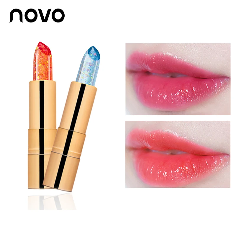 Novo Brand Crystal Lipstick Plant Jelly Crystal Diamond Gold Foil Lipstick Temperature Sense