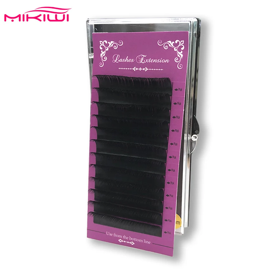 

MIKIWI C curl 12Rows Faux mink individual eyelash lashes maquiagem cilios for professionals soft mink eyelash extension makeup