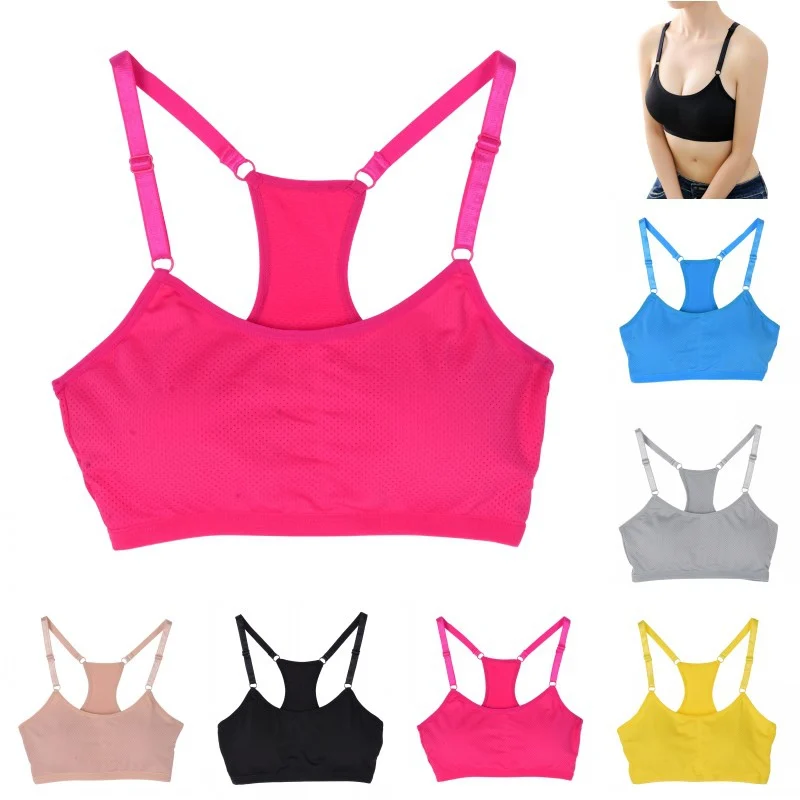 New Women Seamless Racerback Bra Padded Stretch Workout Top Tank Solid Color