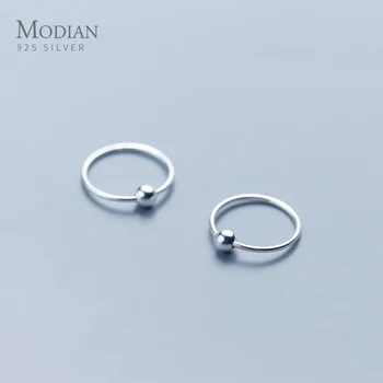 

MODIAN 4 Size Fashion Simple Classic Round Hoop Earrings 100% 925 Sterling Silver Tiny Bead Circle Earring For Women Jewelry
