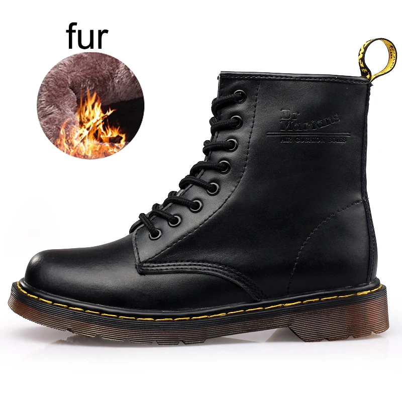 

Unisex Winter Boots Men Martens Shoes Genuine Leather Boots fur Men Large Size Working Safety Boots High Top Winter Sneakers