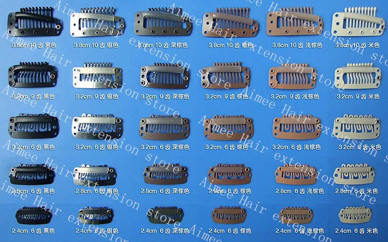 

Free shipping 100pcs Blonde 3.8cm10teeth hair snap wigs clips for machine wefted/weaving extension professional salon accessorie