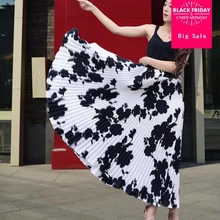 Летняя мода белый цвет цветочный принт большая качели плиссированная шифоновая юбка Женская высокая талия богемная пляжная повседневная юбка L967