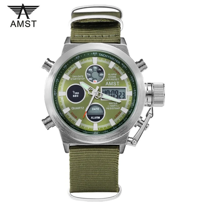 Часы мужские роскошные брендовые AMST Dive светодиодный часы спортивные военные часы подлинные кварцевые часы мужские наручные часы Relogio Masculino