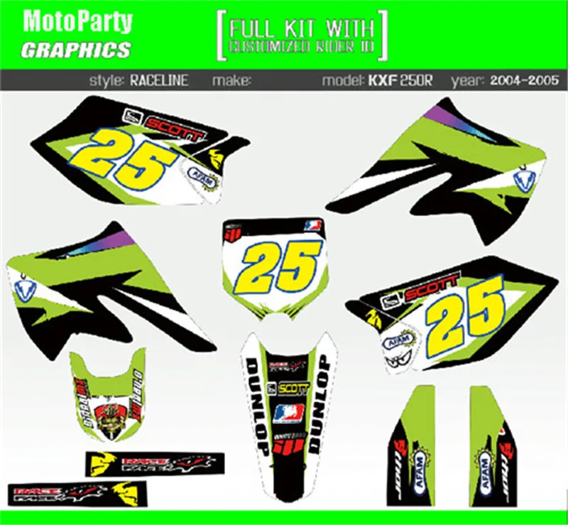 

Motorcycle bike Graphics Stickers Background Decals For Kawasaki KX250F KXF250 2004 2005 KXF 250 KX 250F