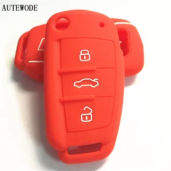 

AUTEWODE Silicone car Key Case For Audi s line 3 Button Flip Folding Remote Key Shell Cover s-line fob blank 30pcs