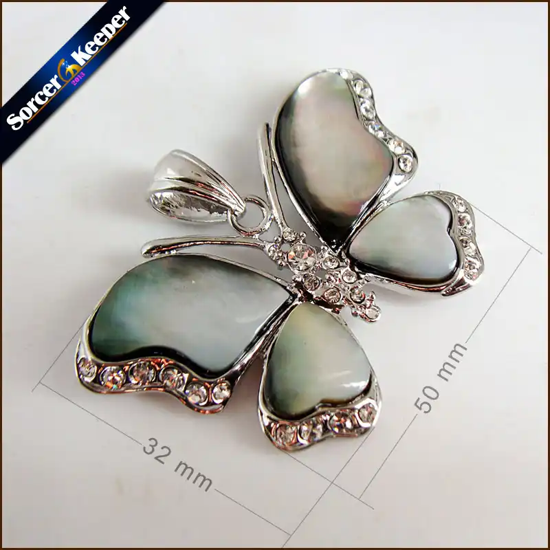 SorcerKeeper doğal Abalone deniz kabuğu kelebek kolye kolye doğal renk