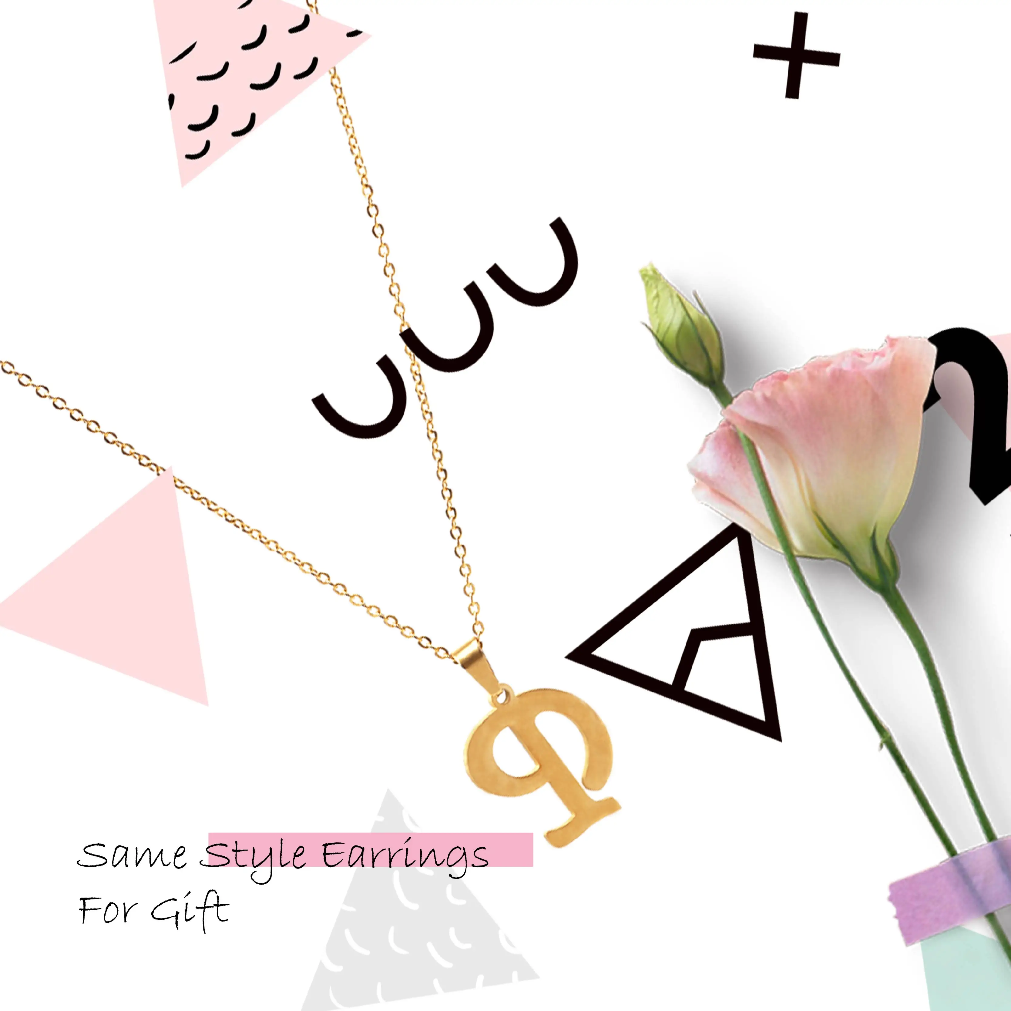 

Fashion Gold Stainless Steel Custom Necklace For Women Charm Letter Necklace Sets Man Lover's Wedding Jewelry