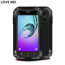 For Samsung Galaxy A3 2016 A310F SM-A3100 4.7” Waterproof Shockproof TPU Case LOVE MEI Gorilla Toughened Glass Hard Metal Cover
