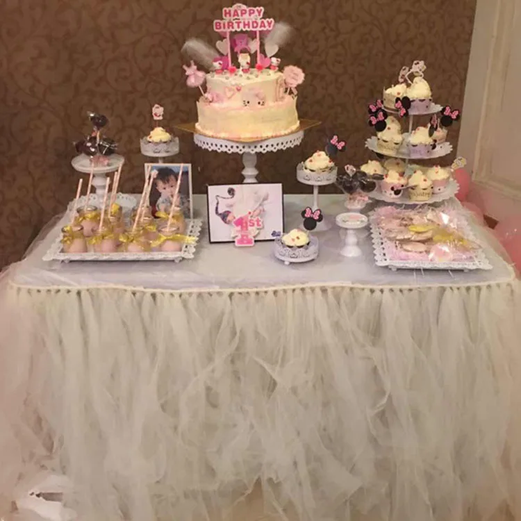 wedding birthday party baptism DIY Tutu fluffy gauze yarn banquet table skirt cake table cloth tabeskirt