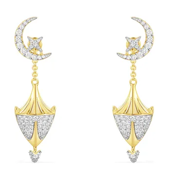 

High Quality 925 Sterling Silver Cubic Zirconia CZ Gold Color Moon Star Lantern Drop Earrings Women Egyptian Fine Jewellery