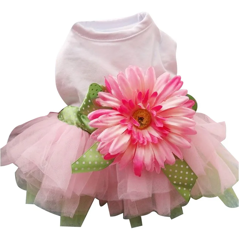 

Hoomall Sweety Dress For Dog Pet Soft Cotton Princess Dress For Puppy Teddy Dogs Fashion Dog Clothes Dress With Big Sunflower