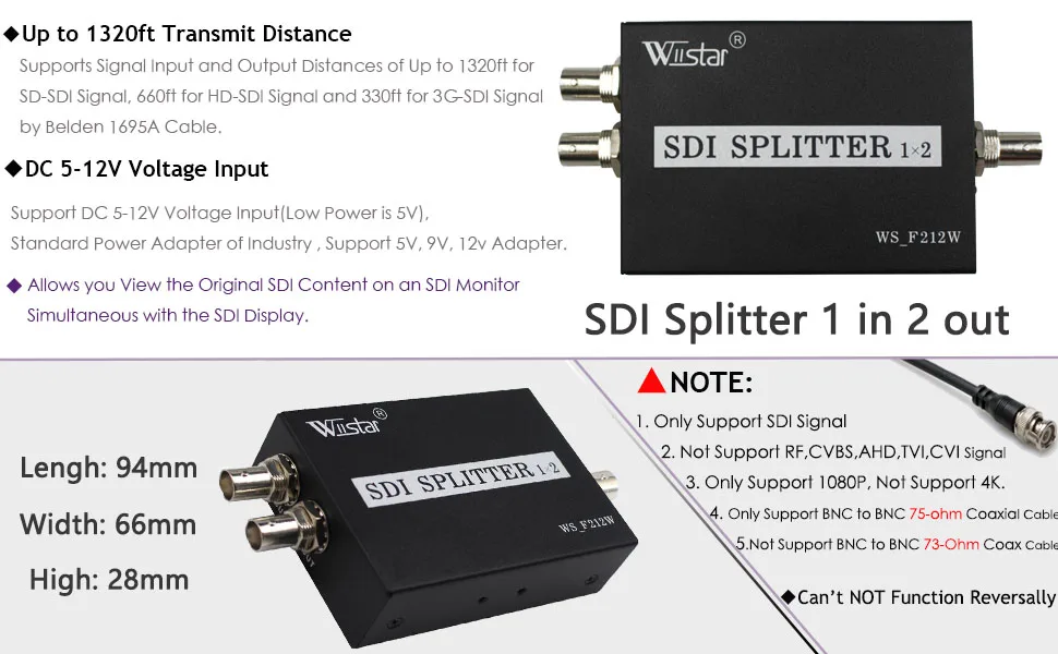 2 шт. 1x2 разделитель SDI мультимедиа Разделение SDI Extender 1-2 адаптер портов Поддержка 1080 P ТВ видео для проектора Monitor Камера