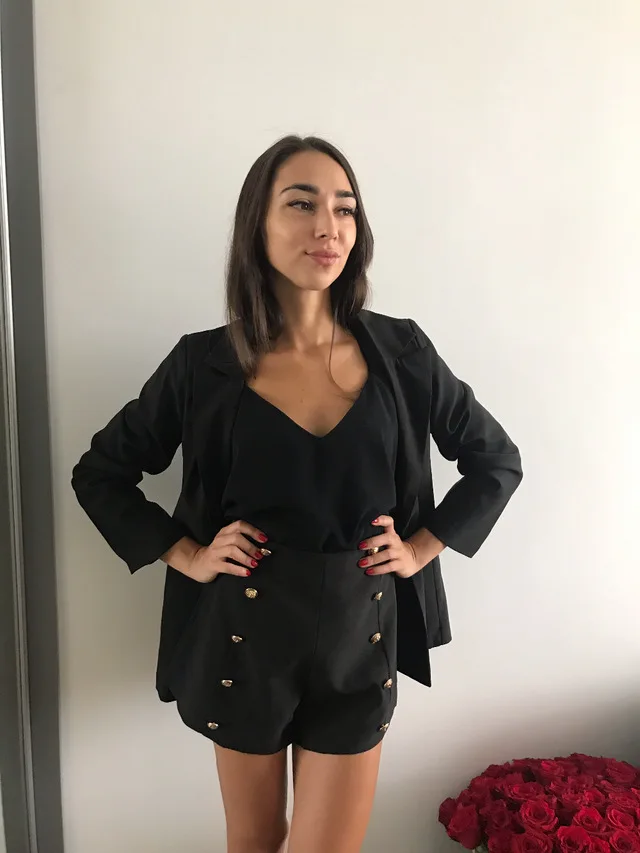 Spring New Small Suit Korean Women Casual Shorts Set Button Decoration Elegant Attractive Color Office Lady Suits