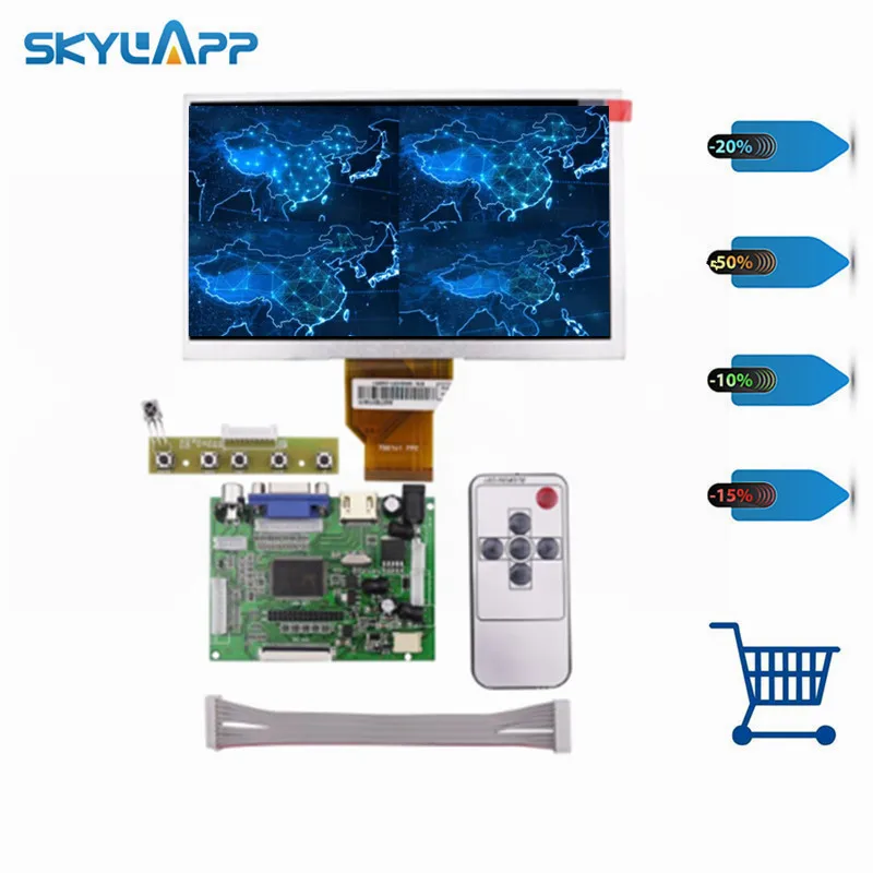 Skylarpu 7''inch LCD Display Screen 800*480 TFT Monitor for AT070TN90 HDMI VGA Input Driver Board Controller for Raspberry
