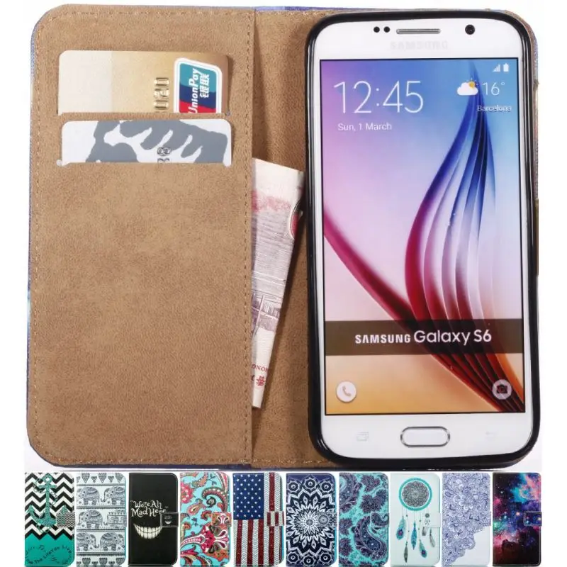 

Luxury Wallet Case For Capa Samsung Galaxy S6 Edge Plus S6Edge Leather Wallet Flip Cover G9250 G920 Elephant Phone Cases P23Z