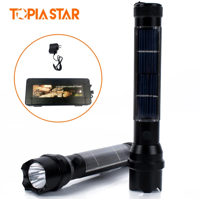 Topia Star High Working Light Rechargeable 3w Solar Led Topia Star High Working Light Rechargeable 3w Solar Led Flashlight Water Resistant Torch