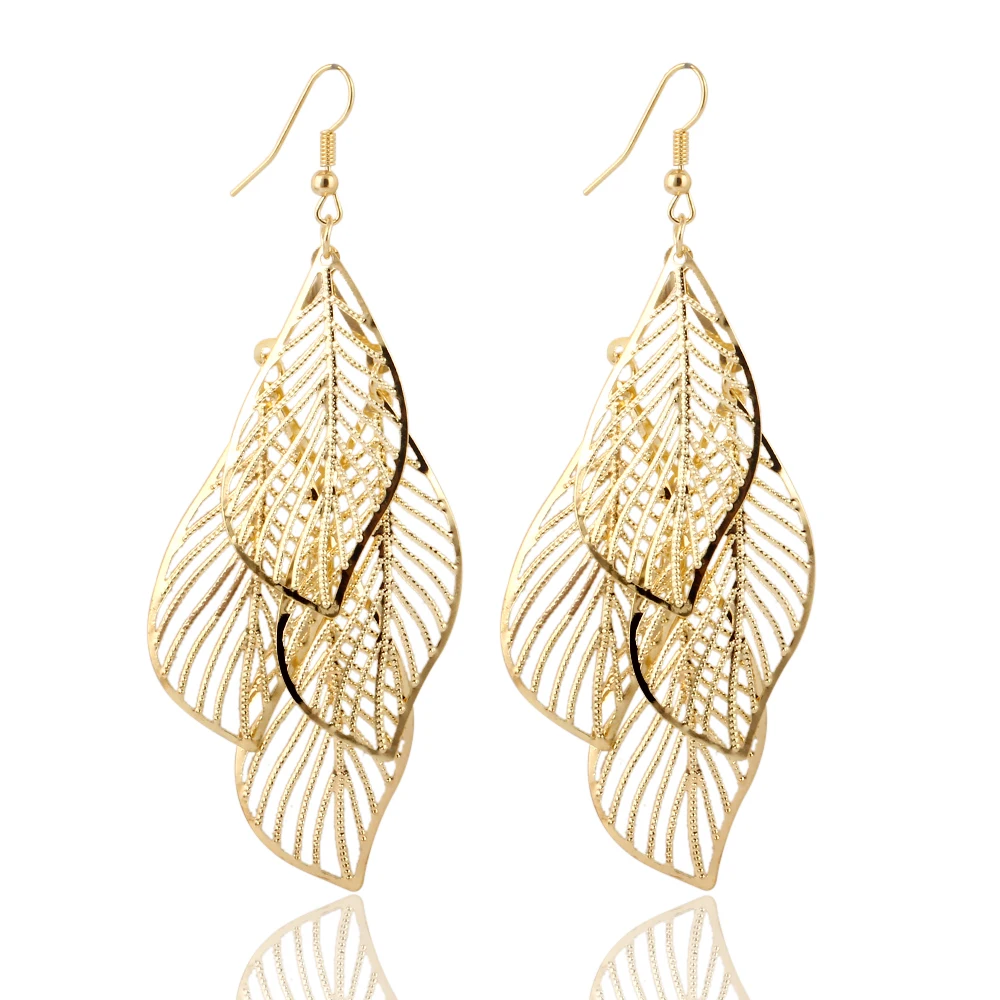 17KM-Fashion-Hollow-Flower-Gold-Color-Leaf-Drop-Earrings-pendientes-mujer-Jewelry-Tassel-Long-Earrings-for