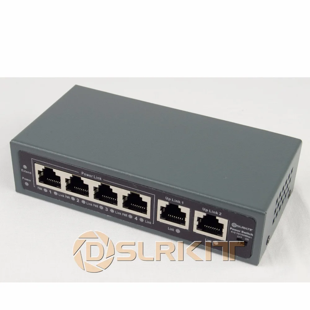 DSLRKIT 250M 6 Ports 4 PoE Switch Injector Power Over Ethernet 75W max.90W with 52V 1.85A Power Adapter