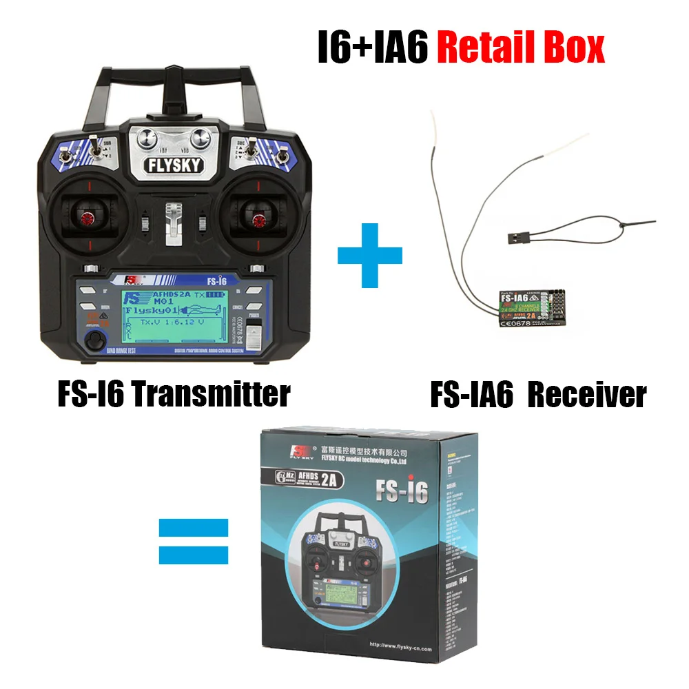 Новейший Flysky FS-i6 FS I6 2,4G 6ch RC передатчик контроллер FS-iA6 или IA6B приемник для RC вертолета самолета квадрокоптера планера - Цвет: I6withIA6 Receiver