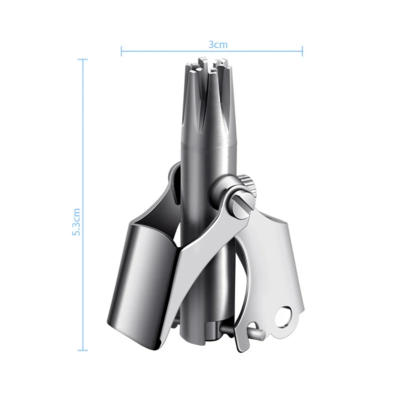 1pc Mens Portable Nose Hair Trimmer Manual Stainless Steel Sliver Nose Ear Hair Trimmer Hair Removal Clipper 4.5 x 3cm