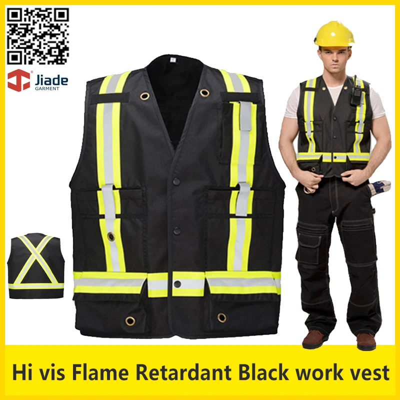 Jiade High visibility mens flame retardant work vest FR safety vest