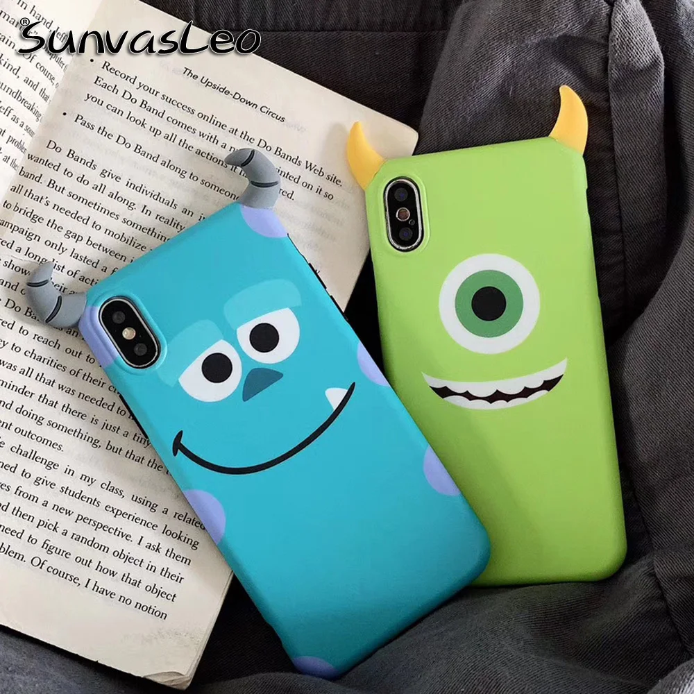 

For iPhone X XS XR XS Max For iPhone 6 6s 7 8 Plus New 3D Cartoon Soft IMD Case Mobile Phone Back Cover Cool Shell Monsters